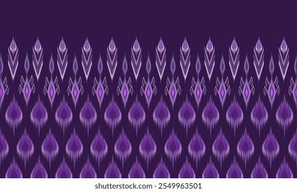 Patrón étnico tailandés ikat tela sobre fondo púrpura abstracto. Diseñado para tejer o imprimir en tela, Fondo de pantalla, cortinas.