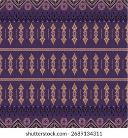 Tailandês tecido padrão arte, geométrico misto, abstrato, étnico, roxo fundo para têxteis, roupas, cortinas, tapetes, travesseiros, sacos, decorações, ilustração vetorial.