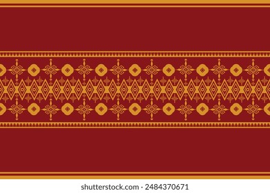 Thai fabric pattern with gold on a red background.