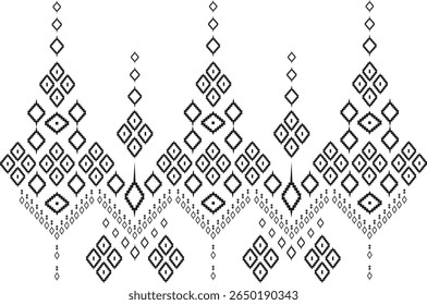 Thai fabric pattern inspired by classic Thai motifs and cultural art. The seamless design features intricate geometric shapes and floral elements 