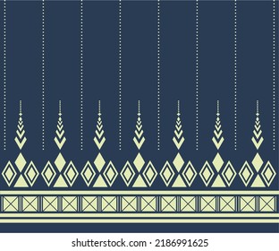 Thai fabric pattern navy blue with yellow color .Thai traditional clothing style.