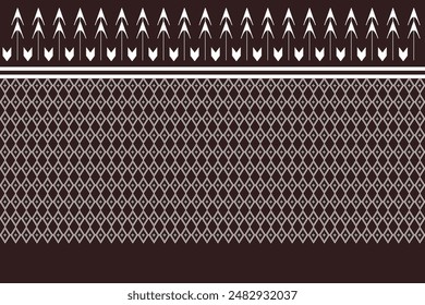 Thai fabric pattern. Seamless black and white grid pattern on metal background. Arrowhead.