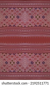 Thai-Gewebe und Seidenmuster, Nahtlose Muster-Vektorgrafik, thailändisches Folkloremuster, thailändische Frauenscallop, Kann verwendet werden Hintergrund- oder Hemd-und Rock-Muster, Crimson-Rot-Ton, Sarong, Wrap-around-Rock.