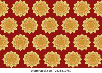 Thai fabric texture seamless geometric pattern. Dark red background illustration. Vector, Christmas, design.