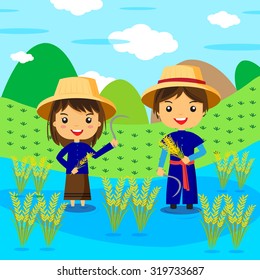 Thai farmer cartoon character - vector