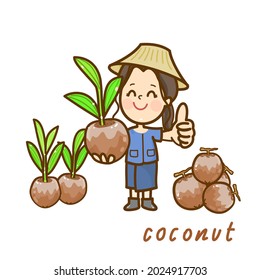 Thai Farmer have coconut tree vector.