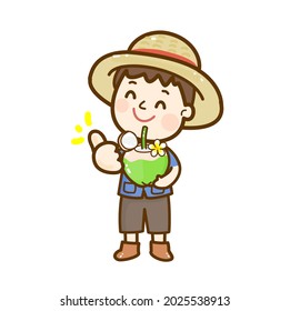 Thai Farmer have coconut vector.