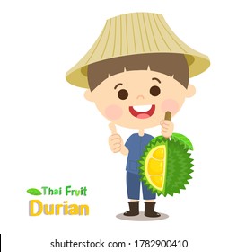 Thai Farmer have Durian Thai Fruit Vector