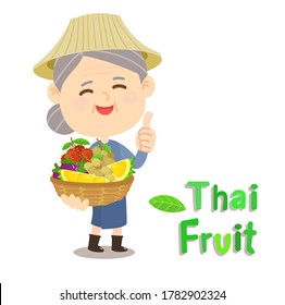 Thai Farmer have Thai Fruit Vector
