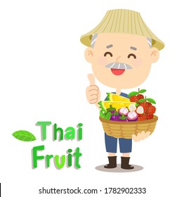 Thai Farmer Have Thai Fruit Vector