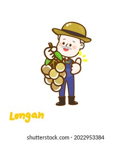 Thai Farmer have Longan Thai Fruit Vector
