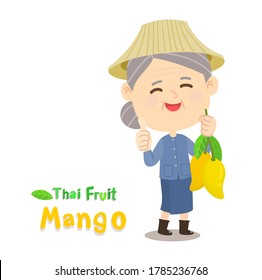 Thai Farmer have Mango Thai Fruit Vector