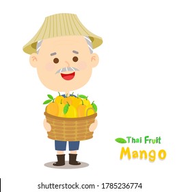 Agricultor tailandés tiene vector de frutas del mango
