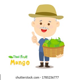 Agricultor tailandés tiene vector de frutas del mango