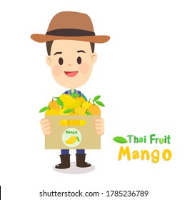 Thai Farmer have Mango Thai Fruit Vector