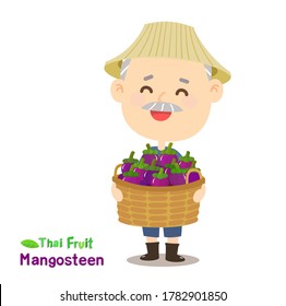 Thai Farmer have Mangosteen Thai Fruit Vector
