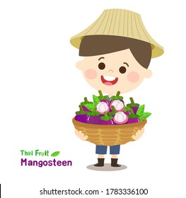 Thai Farmer have Mangosteen Thai Fruit Vector