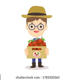 Thai Farmer have Rambutan Thai Fruit Vector