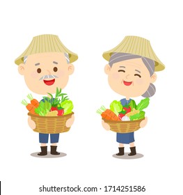Thai Farmer have Vegetables  Vector    