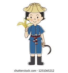 Thai Farmer with rice plant. 