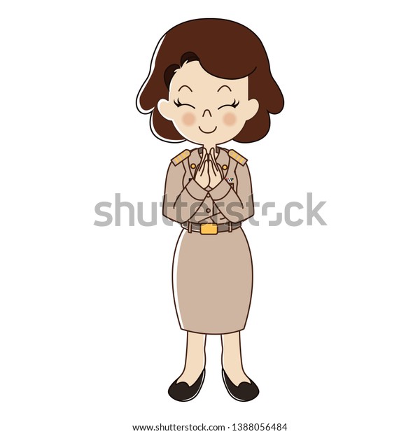 Thai Female Teacher Uniform Thai Female Stock Vector (Royalty Free ...