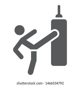 Thai fight glyph icon, training and boxer, boxing sign, vector graphics, a solid pattern on a white background, eps 10.
