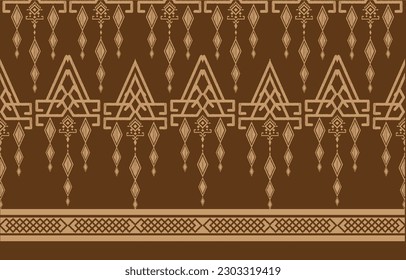 Thai  figure tribal Thai geometric ethnic oriental pattern traditional on blue background.Aztec style,embroidery,abstract,vector illustration.design for texture,fabric,clothing,wrapping,carpet.vector