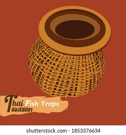 Thai Fish traps  style vector illustration 