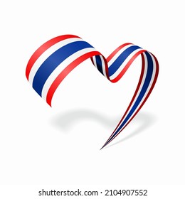 Thai flag heart shaped ribbon. Vector illustration.