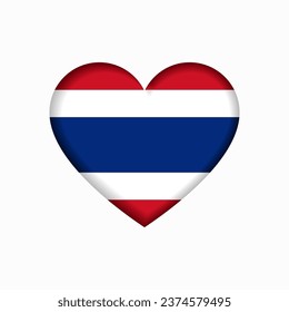 Thai flag heart-shaped sign. Vector illustration.