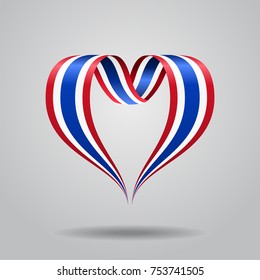 Thai Flag Heart-shaped Wavy Ribbon. Vector Illustration.