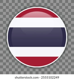 Thai flag icon on checkered background. Vector icon for mobile apps, UI or web design