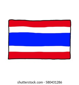 Thai flag - illustration vector doodle hand drawn, isolated on white background