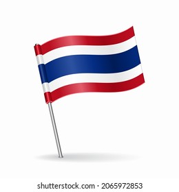 Thai flag map pointer layout. Vector illustration.