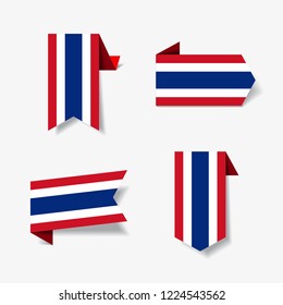 Thai flag stickers and labels set. Vector illustration.