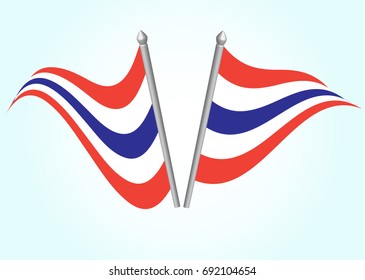 Thai flag wavy abstract background. Vector illustration.