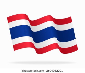 Thai flag wavy background layout. Vector illustration.