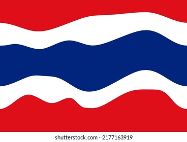 Línea ondulada de la bandera tailandesa ilustra el vector de fondo abstracto, curva. Tiene un patrón recto rojo, azul y blanco.