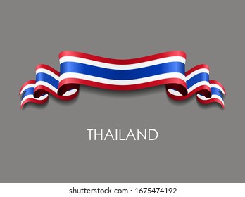 Thai flag wavy ribbon background. Vector illustration.