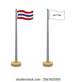 Thailändische Flaggen, die auf den Pfählen und Flaggen Ihrer Nationalflagge angebracht sind.  Vektorgrafik.