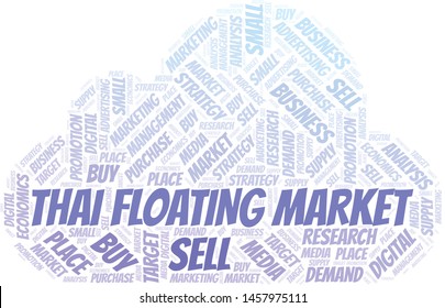 Thai Floating Market word cloud. Vector made with text only