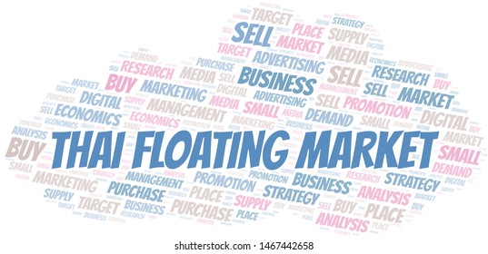 Thai Floating Market word cloud. Vector made with text only