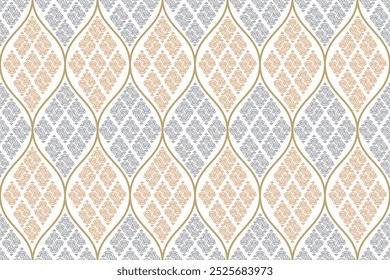 Thai flora damask seamless pattern embroidery,  art ornament print.  Design for tile, carpet, cover, wallpaper, wrapping paper, fabric, clothing, bag, and decoration.