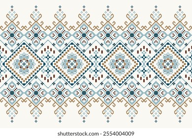 Thai floral pattern,geometric ethnic oriental pattern on white background vector illustration,geometric cross stitch pattern,Aztec style,abstract background.design for texture,fabric,clothing,rug