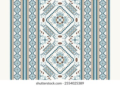 Thai floral pattern,geometric ethnic oriental pattern on white background,vector illustration,geometric cross stitch pattern,Aztec style,abstract background.design for texture,fabric,clothing,print.