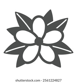 Thai flower with leaves solid icon, thailand flora nature concept. Vector graphics. Aroma therapy plant sign on white background, glyph style icon for mobile or web design