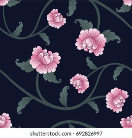 Thai flower pattern seamless. The flower of Thai arts.