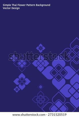 Thai flower pattern style background, theme of minimal flower tiles in various styles and sizes on dark blue background