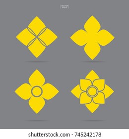 Thai flower symbol. Folk art of flower element. Vector illustration.