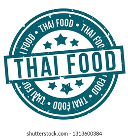 thai food badge. stamp. round grunge vintage thai food sign